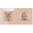thumbnail image 1 of Eu 2 Gang Glass Panel Socket 16a German Wall Socket With Usb 172mm*86mm, 1 of 5