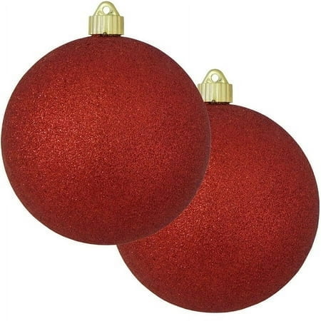 christmas By Krebs 6 (150mm) Paillettes Rouges 2 Pcs Plastique Incassable de Qualité Commerciale, Résistant à l'Eau, Décoration de Boule