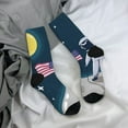 thumbnail image 5 of Picia Astronaut With USA Flag Print Athletic Socks for Men & Women – Cushioned Moisture-Wicking Crew Socks for Sports, Running, and Training, Soft & Breathable Size 5-11, 5 of 6
