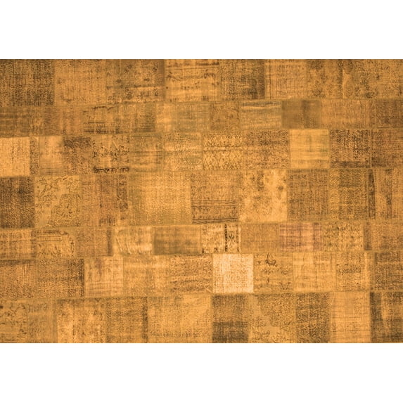 Ahgly Company Indoor Rectangle Patchwork Orange Transitional Area Rugs, 7' x 10'