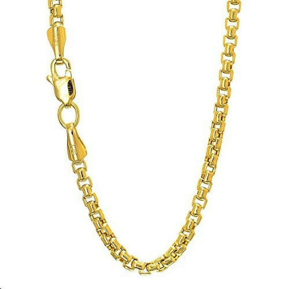 JewelStop 14k Yellow Gold 1.7 mm Round Box Chain Necklace, Lobster Claw Clasp - 16 Inches, 3.1gr.