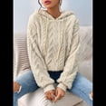 thumbnail image 4 of Suéter Holgado de Franela con Capucha para Mujer, Larga y Cálido para Invierno Albaricoque L, 4 of 8