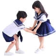 thumbnail image 4 of Uniforme escolar para niños, disfraz de JK, cuello azul marino, traje de marinero japonés, fotografía de niña, disfraz de guerrero marinero de jardín de infantes, 4 of 5