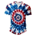 thumbnail image 5 of DODADAWANJ Mens Big and Tall Tie Dye T Shirts Red White and Blue Graphic Tees 4th of July Tshirt Loose Short Sleeve Henley Neck Tshirt Independence Day Patriotic Tees S, 5 of 6