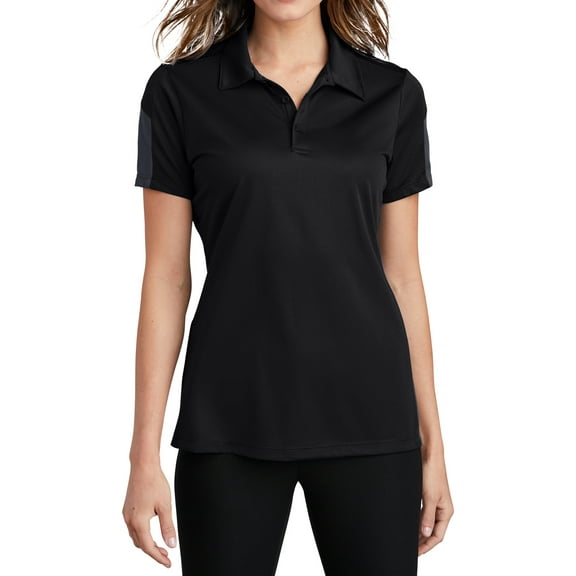 Mafoose Women's Active Textured Colorblock Polo T-Shirt Black/ Grey X-Small