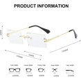 thumbnail image 3 of Gafas de sol rectangulares sin montura para mujeres y hombres, gafas ultralivianas con montura de metal, gafas cuadradas de moda con protección UV400, unisex, 3 of 4