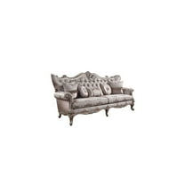 HomeStock Rustic Revival Sofa with 5 Pillows in Fabric & Chagne