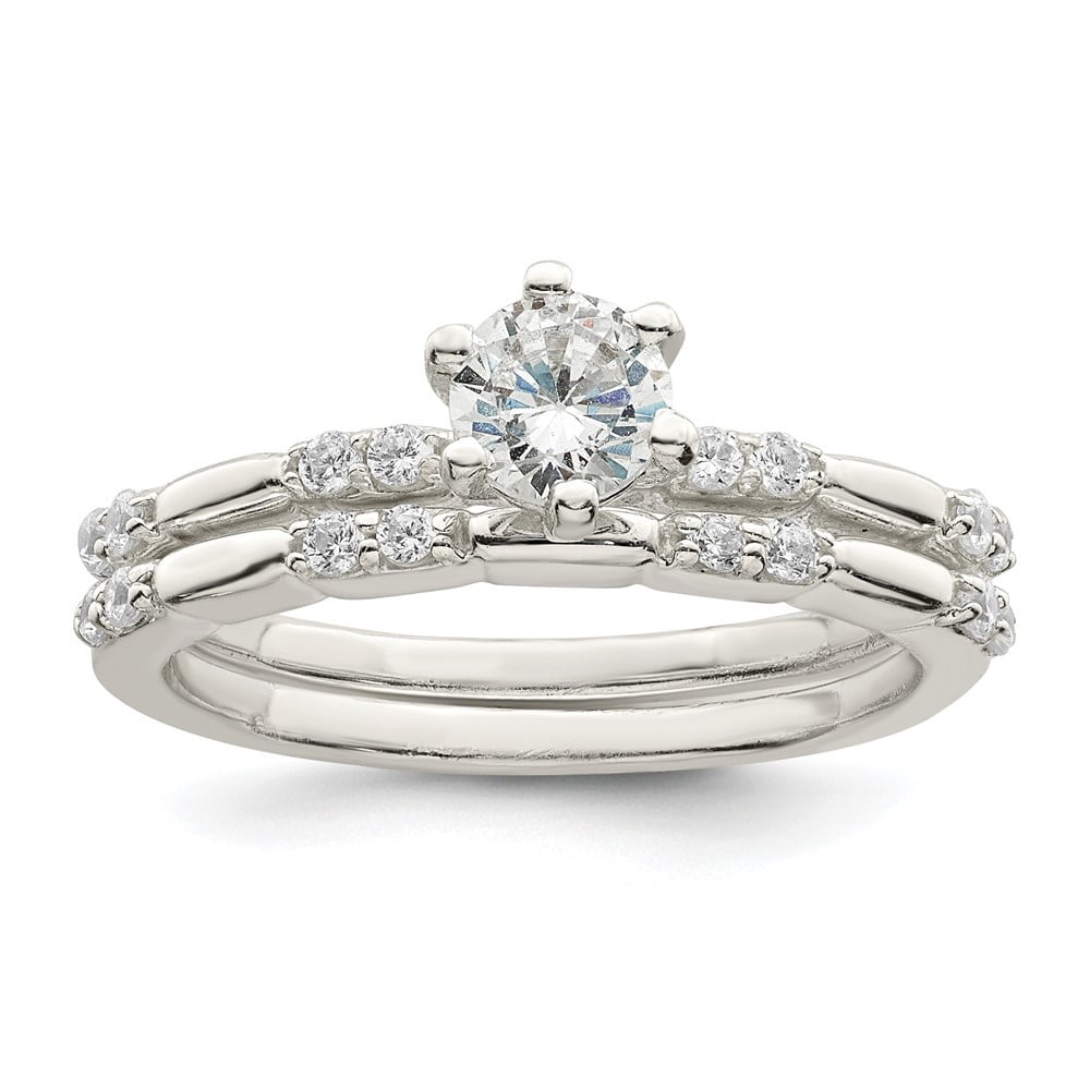 Adina 2.25ct Princess Cut Ice on Fire CZ Channel-set Silver Wedding Ring Set 
