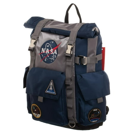NASA Roll-Top Backpack - Blue and Grey Backpack (Best Roll Top Backpack)