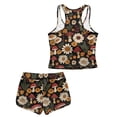 thumbnail image 5 of Xoenoiee Mushroom Daisy Flower Print Swimsuit for Girls Teens 2 Piece Tummy Control Bathing Suit Tankini Set Tank Top with Shorts Blouson Swimwear, 8-9 Years, 5 of 7