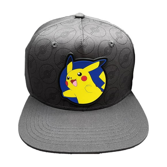 Pokemon Rubber Pikachu Emblem Pokeball Snapback Kids Hat
