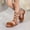 Brown, variant on Girls Gladiator Sandals with Tulle Flowers Faux Faux Leather Brown Sandals Summer Party Adjustable Strap,Size 28