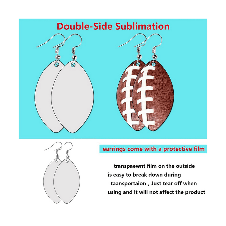 48 Pcs Sublimation Earring Blanks Bulk Mdf For Sublimation Football  Earrings Double-sided With Earr