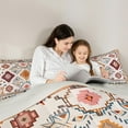 thumbnail image 5 of Manfei Tribal Orange Aztec Queen Comforter Set for Adult, Hippie Geometric Bedding Sets, Mandala Bohemian Style Reversible Bedding Comforter Set, Breathable Home Decor, 3 Pieces, 5 of 8