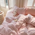 thumbnail image 6 of Pink Striped Duvet Cover Queen Size White Stripe Duvet Cover Dorm Bedding Set 3 Pieces Soft Lightweight Washed Microfiber Farmhouse Bedding Set Gifts for Women Men, 6 of 8