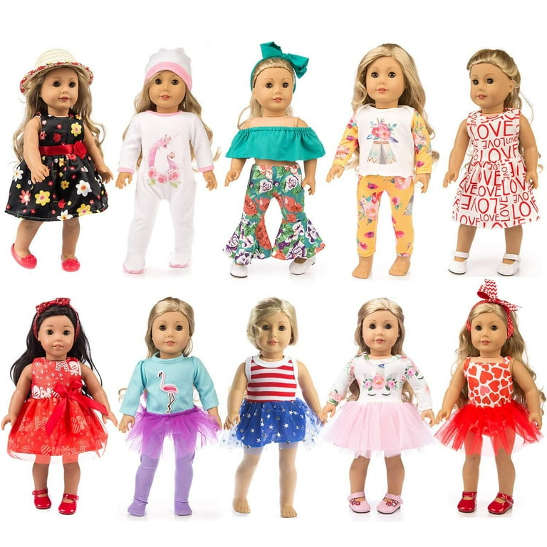 ZQDOLL 19 pcs Girl Doll Clothes Gift for 18 inch Doll Clothes and