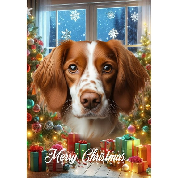 Brittany Spaniel - Best of Breed Christmas Garden Flag 12" x 17"