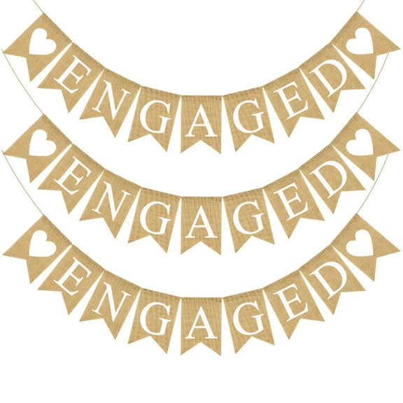 UKCOCO Congratulations Engagement Banner Love Swallowtail Flag Khaki 1Set