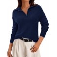 thumbnail image 1 of Suéter PRETTYGARDEN Mujer Cuello en V con Media Cierre Azul Marino XXL, 1 of 8