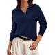 thumbnail image 1 of Suéter PRETTYGARDEN Mujer Cuello en V con Media Cierre Azul Marino XXL, 1 of 8