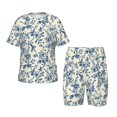 thumbnail image 1 of Balery Vintage Blue Floral Conjunto de Pijama Infantil de Manga Corta con Estampado – Ropa de Dormir de Algodón Suave-4X-Large, 1 of 6