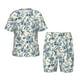 thumbnail image 1 of Balery Vintage Blue Floral Conjunto de Pijama Infantil de Manga Corta con Estampado – Ropa de Dormir de Algodón Suave-Medium, 1 of 6