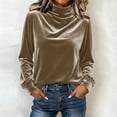 thumbnail image 2 of Tqcoqu Women's Mock Turtleneck Velvet Top,Long Sleeve 2026 Fall Velour Shirts,Trendy Loose Dressy Casual Blouse Daily Wear, 2 of 8