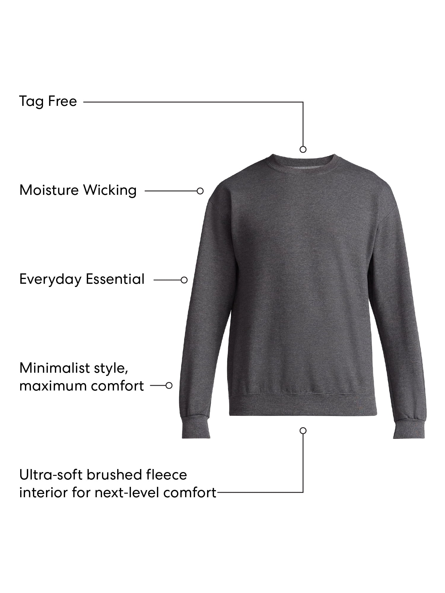 Athletic Works Men's and Big & Tall Men's Fleece Crewneck Sweatshirt, Sizes XS-5XLT