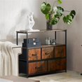 thumbnail image 3 of 5-Drawer Brown Bedroom Fabric Dresser with Metal Frame - Organize in Style, 3 of 8