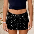 thumbnail image 2 of Unir Women Retro Polka Dot Stretch Denim Mini Skirt Mid Rise Button Zip Built-In Safety Liner Y2K Street Casual Short Bottom 1PC S-XL Plus Size Friendly, 2 of 4