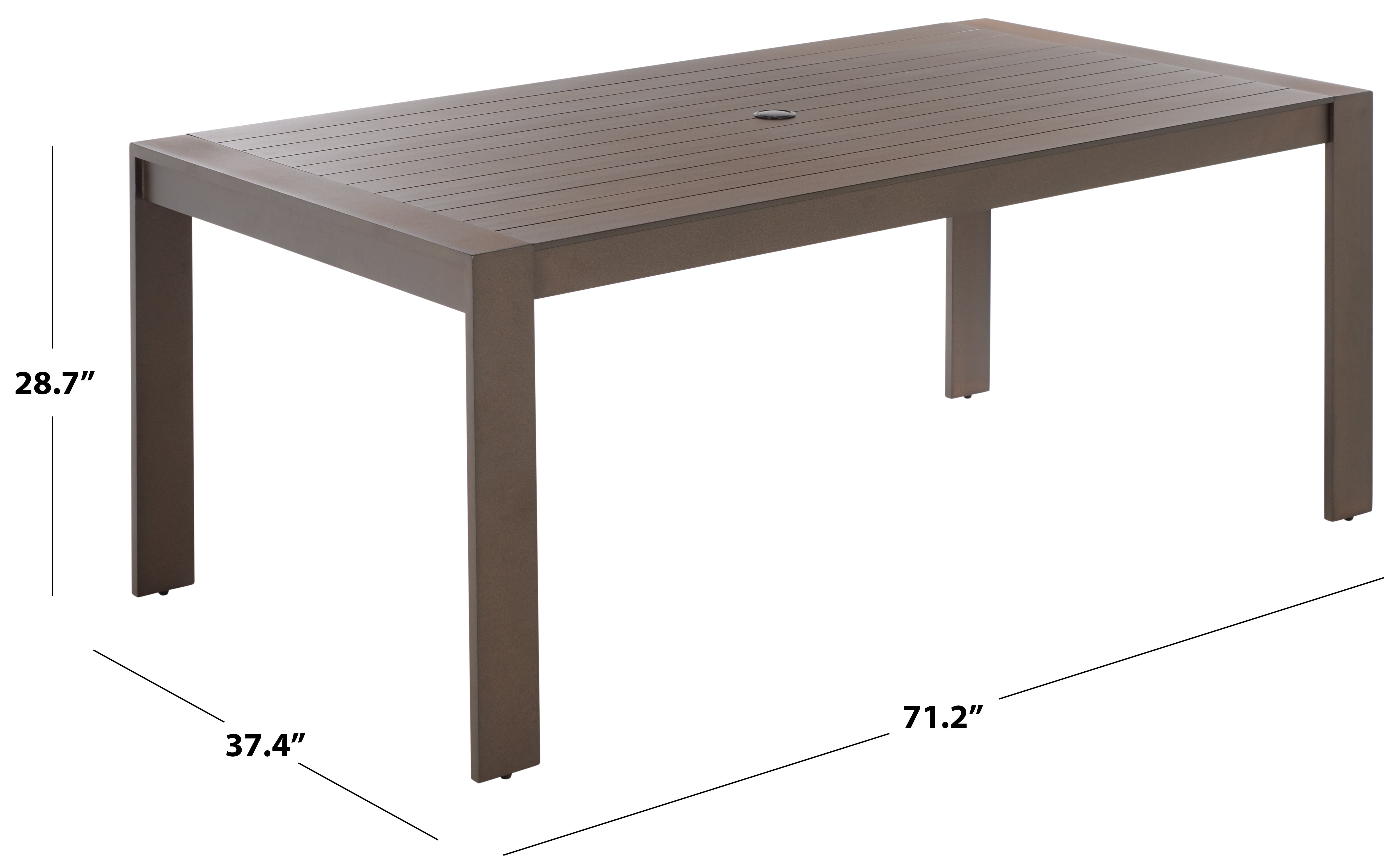 Safavieh Fash Modern Aluminum 4 Leg Outdoor Dining Table, Brown