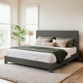 thumbnail image 2 of Einfach Queen Size Fabric Upholstered Bed Frame with Adjustable Headboard, No Box Spring Needed, Deep Grey, Low, 2 of 7