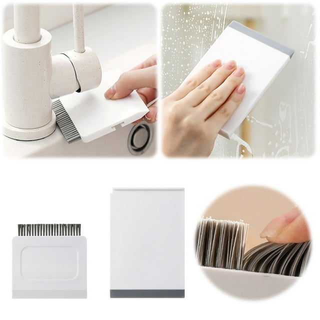 Product Cleaning Brush2 Kitchen Squeegee 2 In 1 Countertop Brush Wiper With Detachable Handle For Vegetable And Dishes Cleaning Small Silicone Squeegee For Wet And Dry Spills -Functional Design