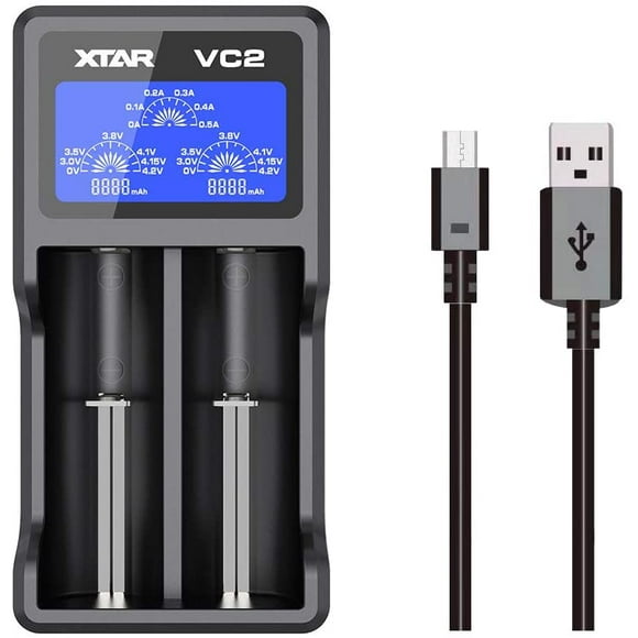 XTAR VC2 18650 y Charger 2 Slot 3.7 Volt y Charger for Rechargeable 10440 16340 26650 18650 ies 18650