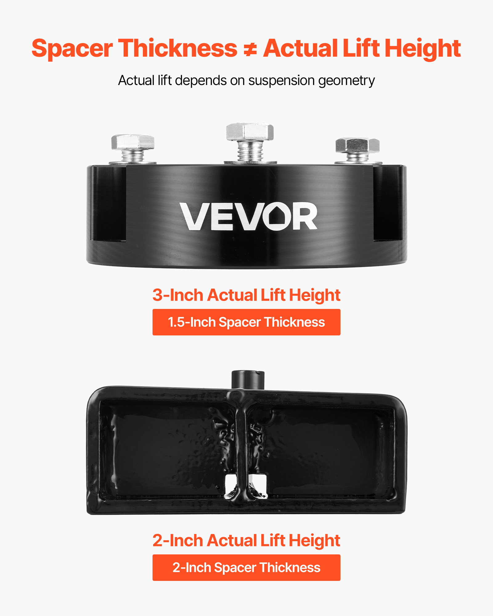 VEVOR 3 Inch Front and 2 Inch Rear Leveling Lift Kit for 2005-2021, 2022, 2023 Toyota Tacoma 2WD/4WD, Chassis Level Kit with 2 Front Strut Spacers,2 Rear Lift Blocks,4 U-Bolts,Suspension Level Kit