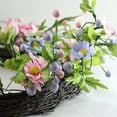 thumbnail image 2 of Daisy Twig Artificial Floral Wreath, Green and Pink 15-Inch, 2 of 4
