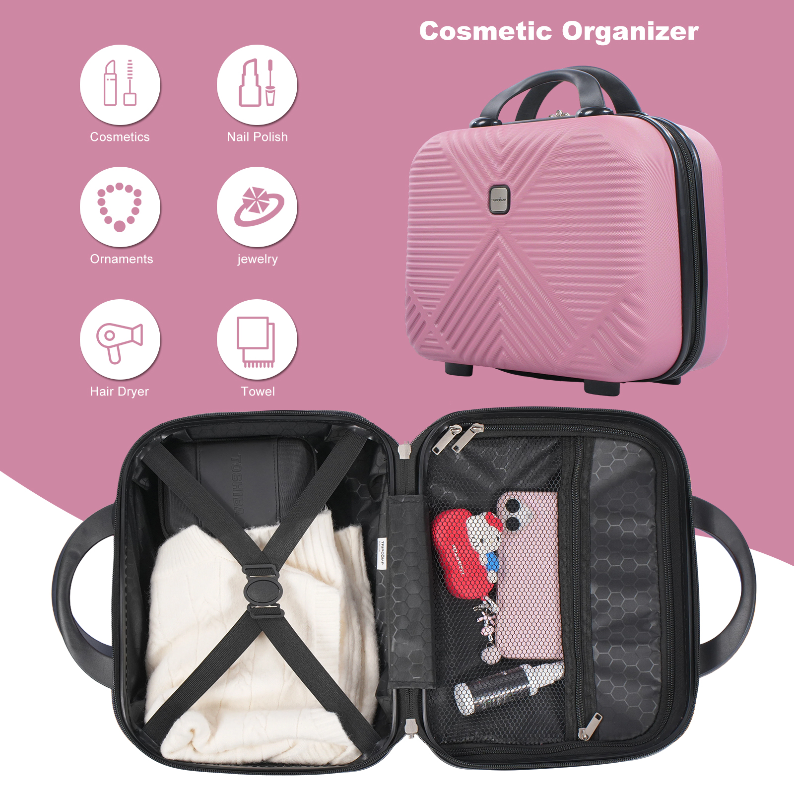 TRIPCOMP 2-Piece Hardside Luggage Set, Pink photo 6