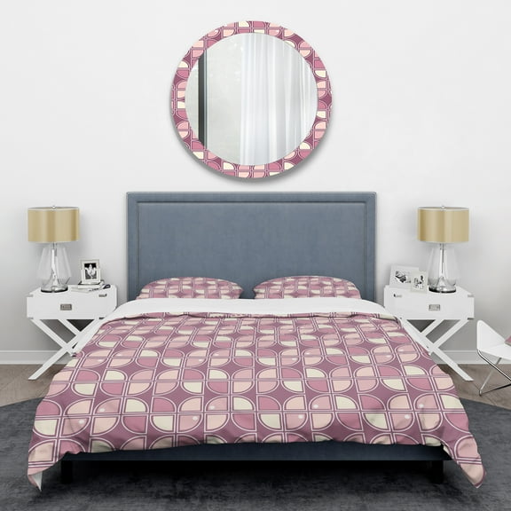 Designart 'Retro Purple Pink Desing' Mid-Century Modern Duvet Cover Set