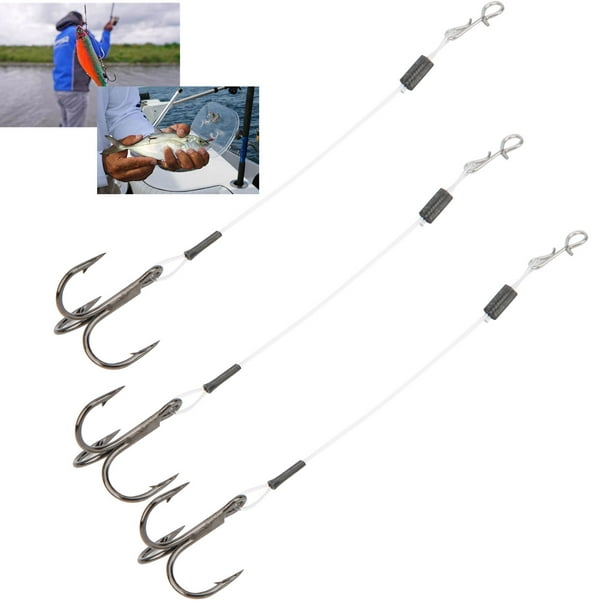 Cergrey 2 Pack SGWL‑PK110 10cm Fishing Line Hook Treble Stinger Soft Bait  for Lure Fishing,Leader Wire Hook,Fishing Line Hook 