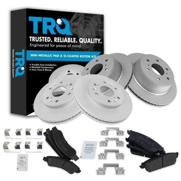 TRQ Front Rear Premium Semi-Metallic Brake Pad & Coated Rotor Kit Fits Select Chevy
