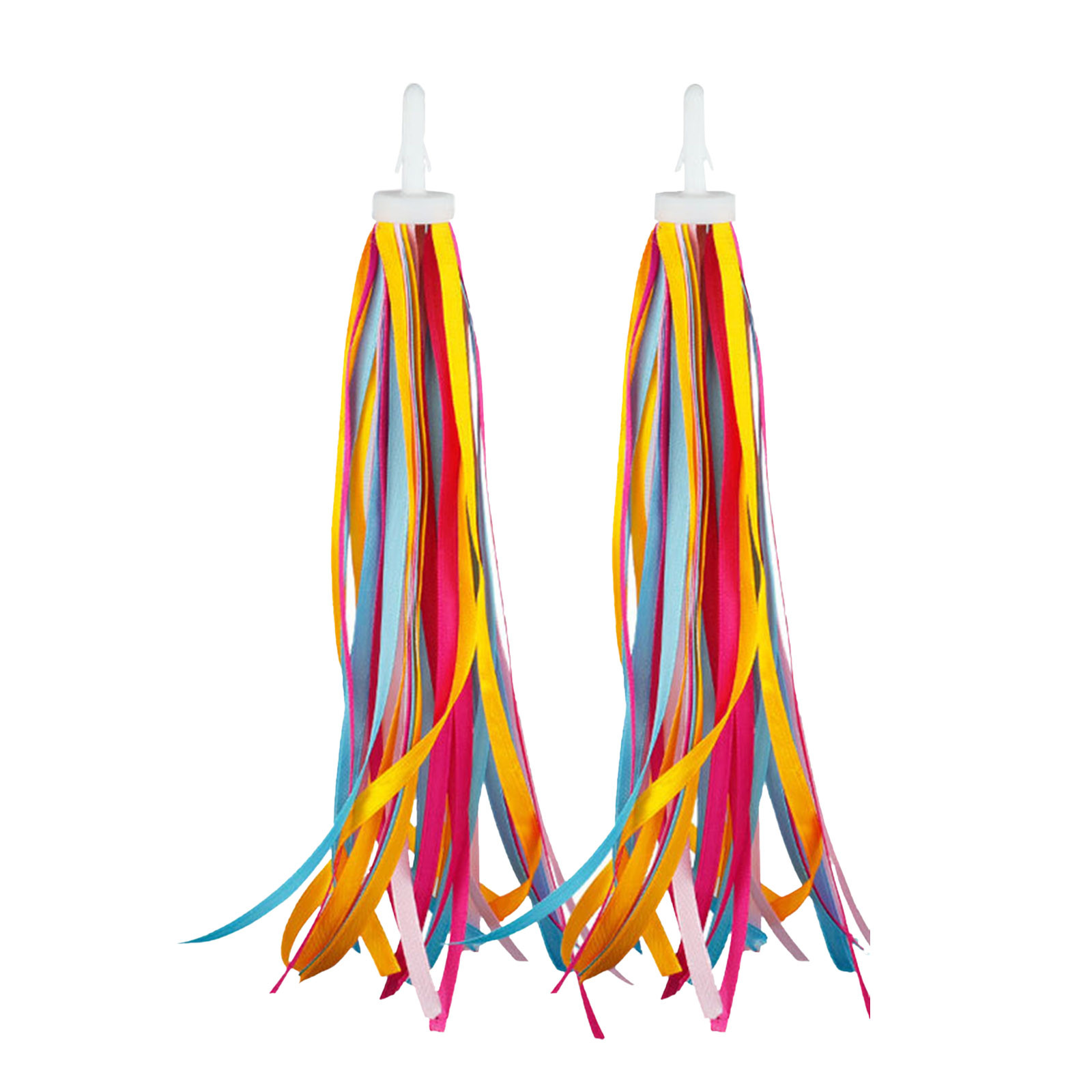 Serpentins Arc-en-ciel Pour Guidon Vélo Enfant - 2 Rubans Avec Pompons - Faciles à Attacher