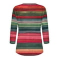 thumbnail image 4 of Dazajoo Henley Striped Shirts for Women Plus Size 3/4 Sleeve Button V Neck Tops 2024 Fall Womens Trendy Colorful Colorblock Baggy T-Shirt,Green,XXXL, 4 of 5