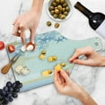 thumbnail image 4 of Starfish Cutting Board, Wavy Stripes in the Ocean Inspired Design Starfishes Sky Aquatic Sea Life Theme, Tempered Glass Cutting and Serving Board, Wine Bottle Shape, Multicolor, by Ambesonne, 4 of 5