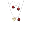 thumbnail image 2 of Delight Jewelry Goldtone Large September - Blue Crystal Heart Red Lucky Ladybug Necklace and Dangle Earrings Set, 2 of 6