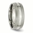 thumbnail image 4 of Titanium Grooved 8mm Brushed and Polished Band Ring 8 Size, 4 of 6