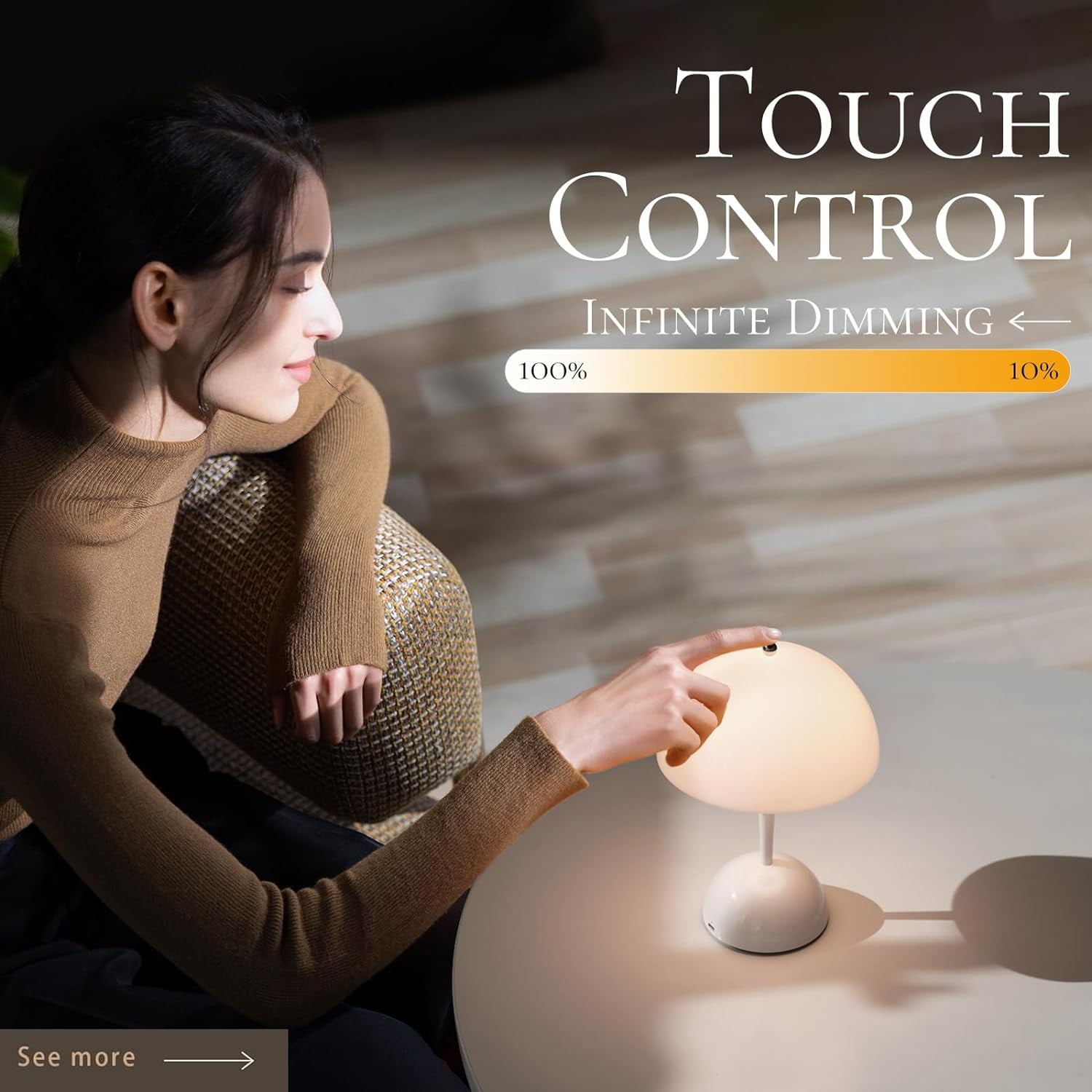 Mushroom Table Lamp – Cordless, Dimmable, Touch Control | Cute Night Light For Bedroom & Decor