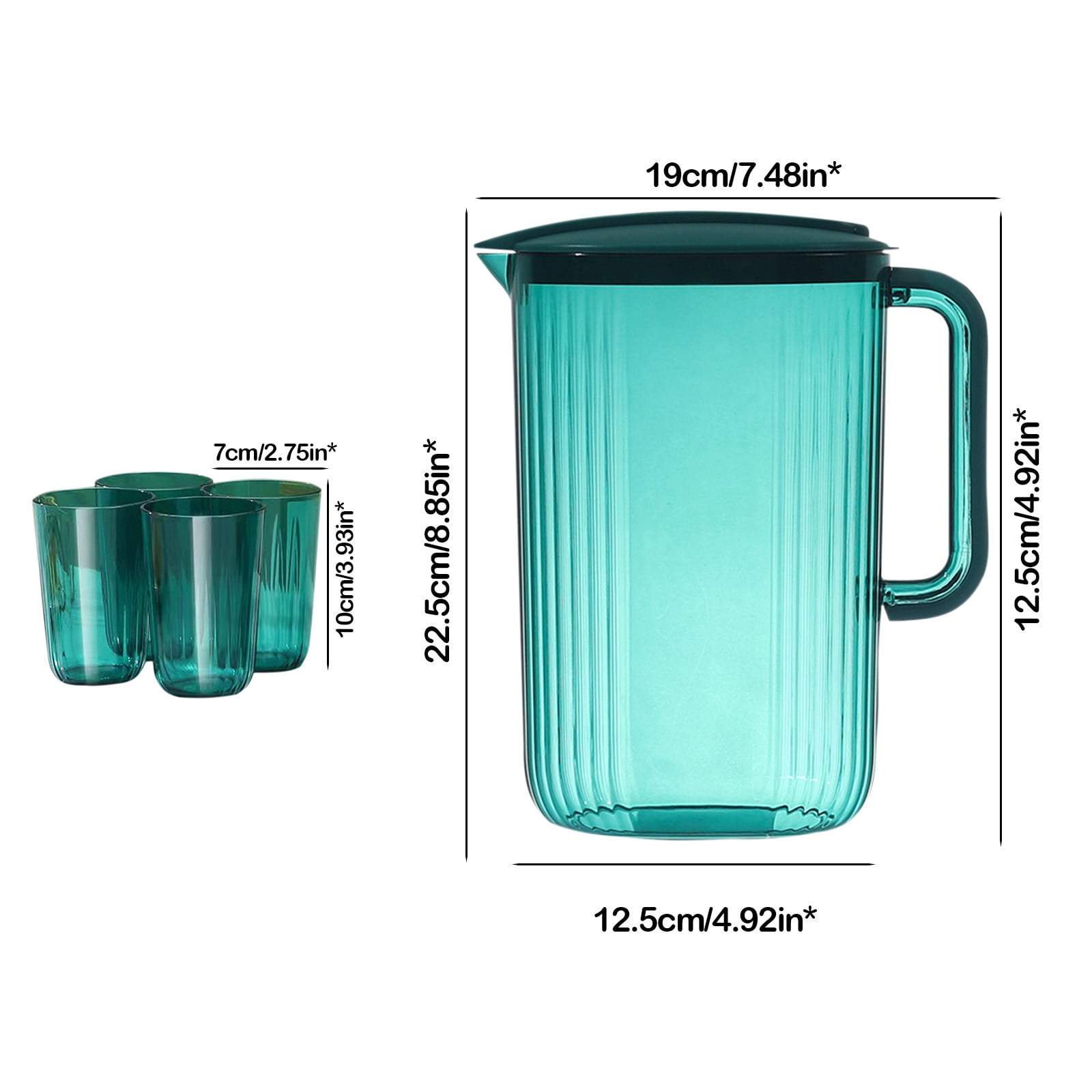 Large Capacity Cold Water Bottle Mug Set, Plastic Fridge Water Bottle with Mugs, Summer Drinking Utensils, Convenient and Aesthetic Storage for Beverages