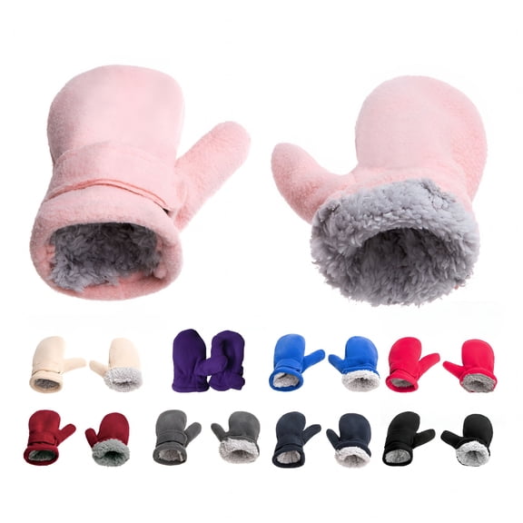 TELOLY Lined Fleece Toddler Magic Tape Mittens Kids Winter Warm Gloves Child Ski Gloves Waterproof Snow Baby Mitten for Boys Girls
