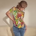 thumbnail image 5 of Balery Women'Sbright Mushrooms Crew Neck Round Neck Short Sleeves Slim Fit Casual Basic Extender Bodysuit Daily Jumpsuit T Shirts-Small, 5 of 9