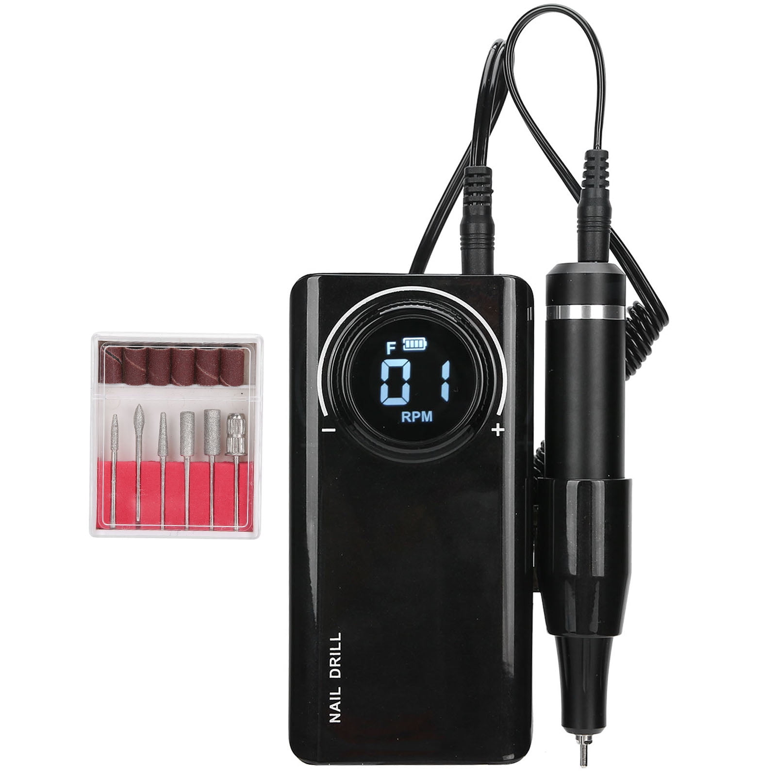 Yajisi 35000RPM Rechargeable Electric Nail Drill Pen Machine Portable Grinding Polisher, Pearly Lustre Black (5.4 inches / 13.7 cm)